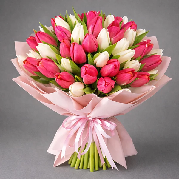 51 бело-розовый тюльпан